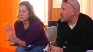 Every filmmaker had an hour of the residency dedicated solely to the discussion of her or his outreach plan. Here filmmaker Luisa Dantas and Robert West, Working Films' ED, discuss her project Land of Opportunity. 